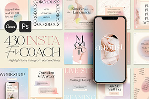 Instagram Gradient Coach | CANVA PS, a Social Media Template by Eviory
