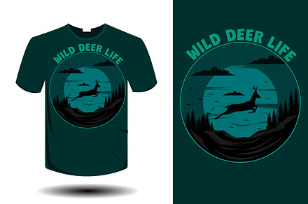 Wild deer life mockup retro vintage