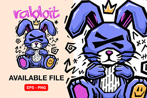 Streetwear Rabbit Graffiti Design, an Animal Illustration by Pries Studio