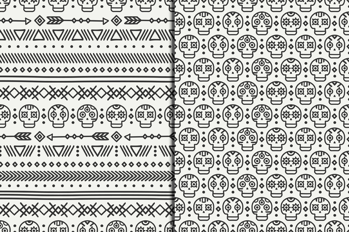 Day of the Dead Patterns with skulls, a Pattern Graphic by Krolja (Photo 2 of 6)