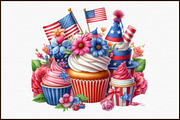 Watercolor 4th of July Cupcake Clipa, an Illustration by Sublimation Artist (Thumbnail 3 of 6)
