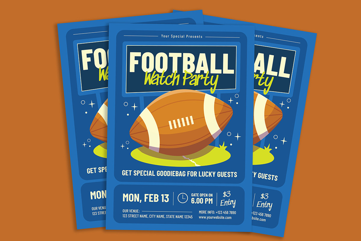 Football Watch Party Flyer, a Flyer Template by Gumico Studio. (Photo 2 of 3)