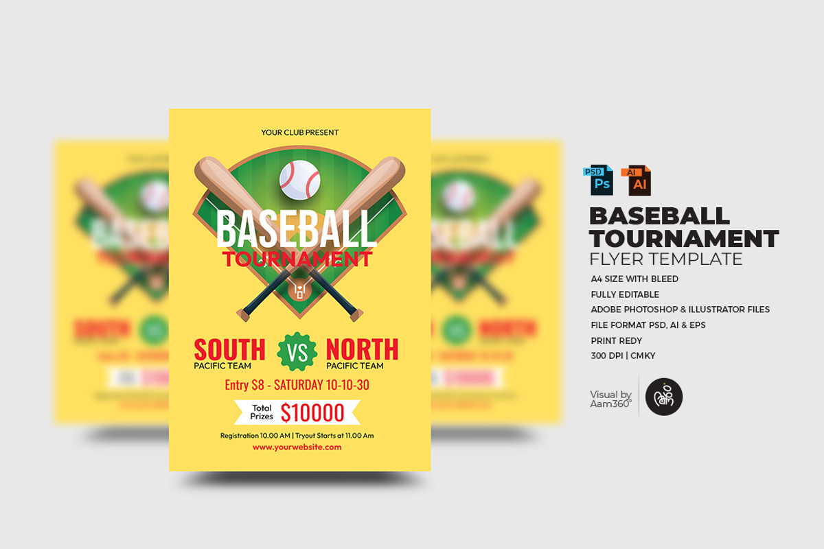 Baseball Tournament Flyer Template, a Flyer Template by Aam360 (Photo 1 of 3)