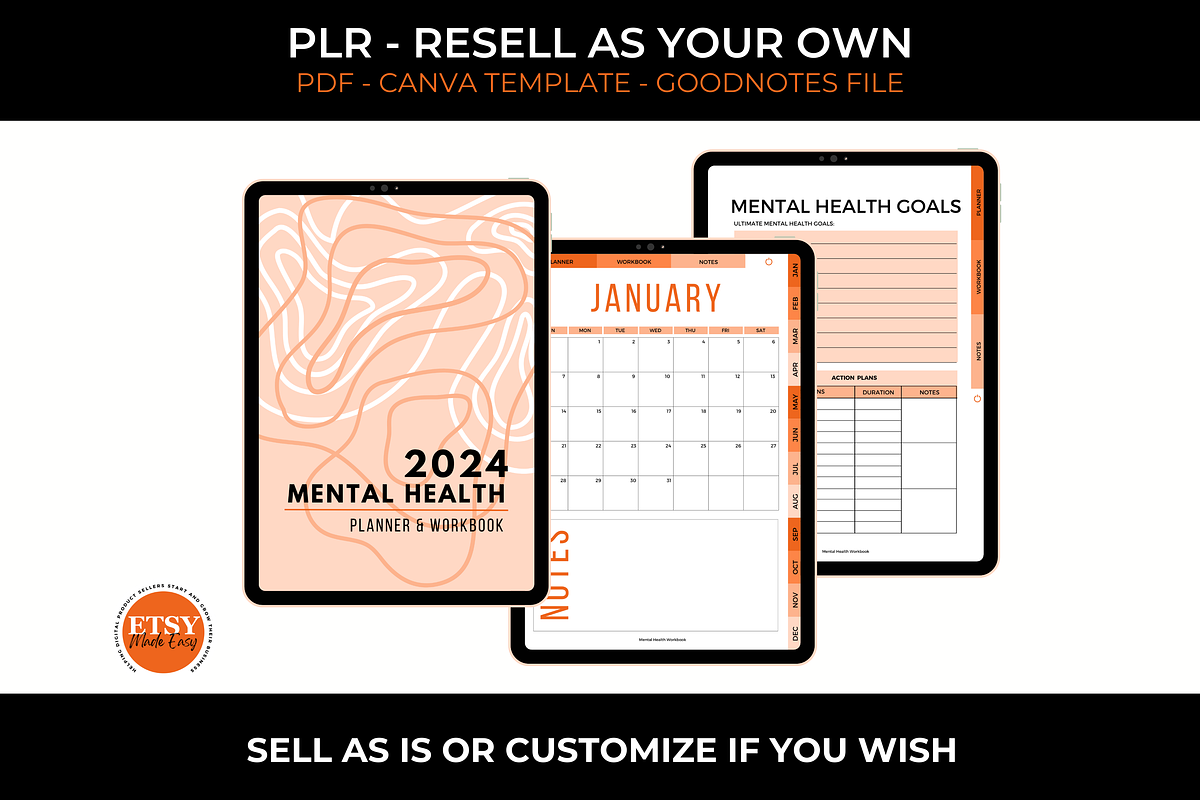 PLR Mental Health Digital Planner, a Templates & Theme by Jennifer Magri Templates (Photo 2 of 9)