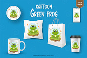 Cartoon green frog. Tshirt, PNG., an Animal Illustration by KENO Mascots (Thumbnail 3 of 4)