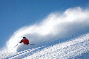 Skier carving through deep fresh, a Sports & Recreation Photo by MistyDay