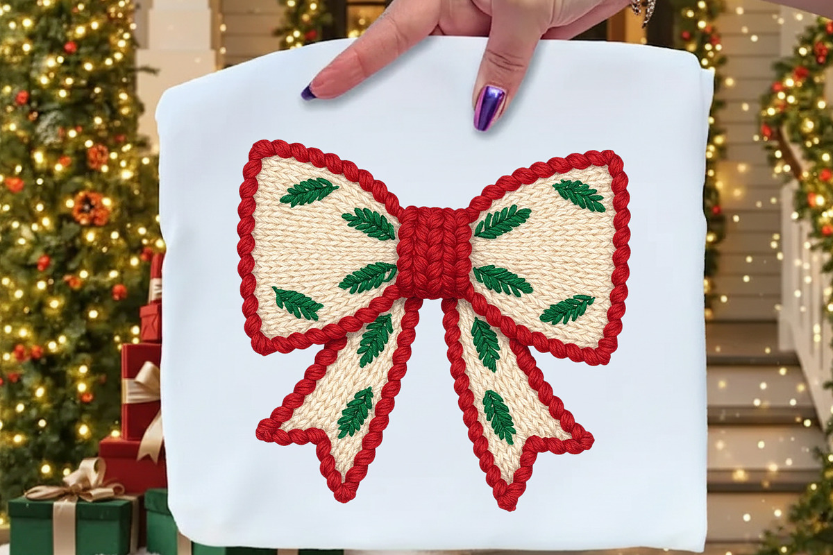 Christmas Coquette Bow Crochet Faux, an Illustration by Craft Nest (Photo 2 of 5)