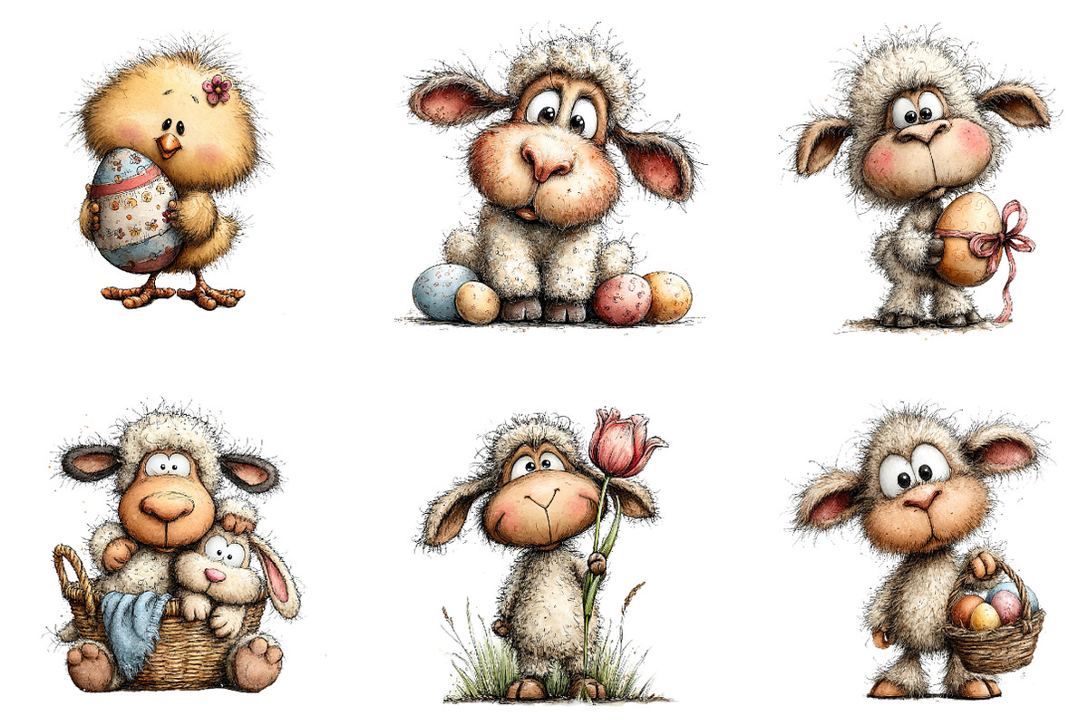 Watercolor Easter Animals clipart, an Illustration by CreationArt (Photo 2 of 6)