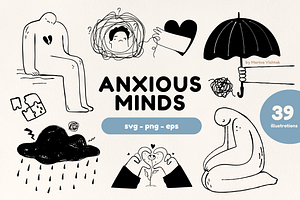 Mental Health Abstract Line Clipart, a Healthcare Illustration by Heartwarming Art