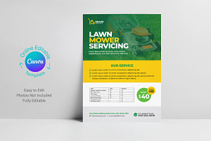 Canva Lawn Mower Service Flyer, a Flyer Template by DesignOriel