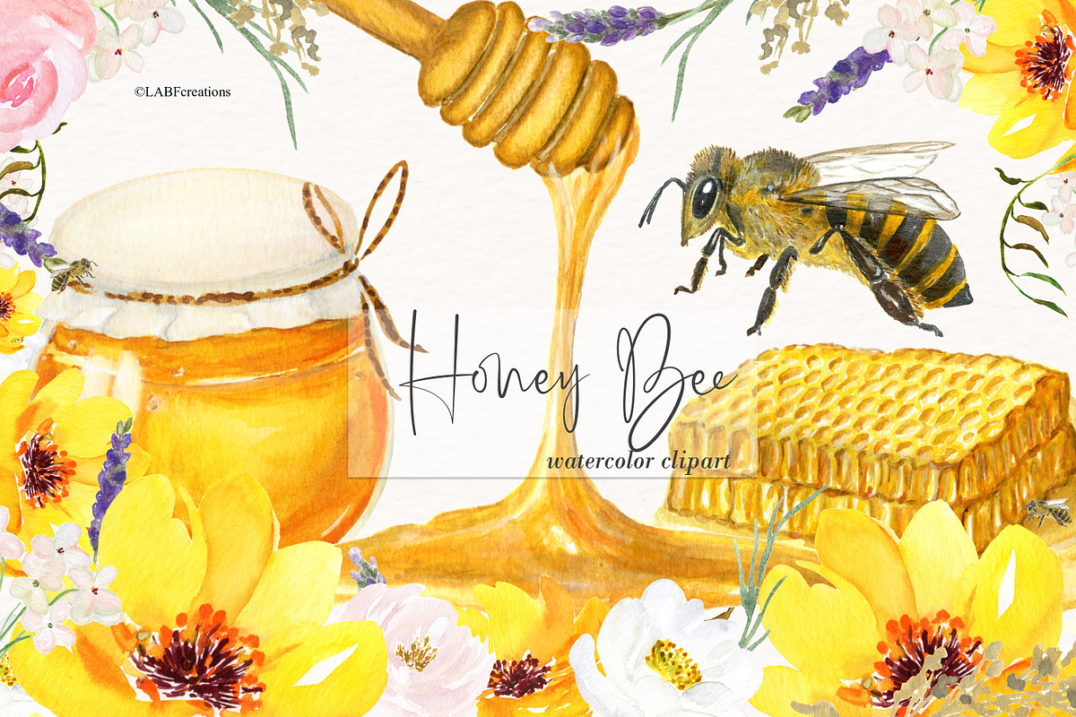 Honey Bee Watercolor, a Graphic by LABFcreations (Photo 1 of 9)