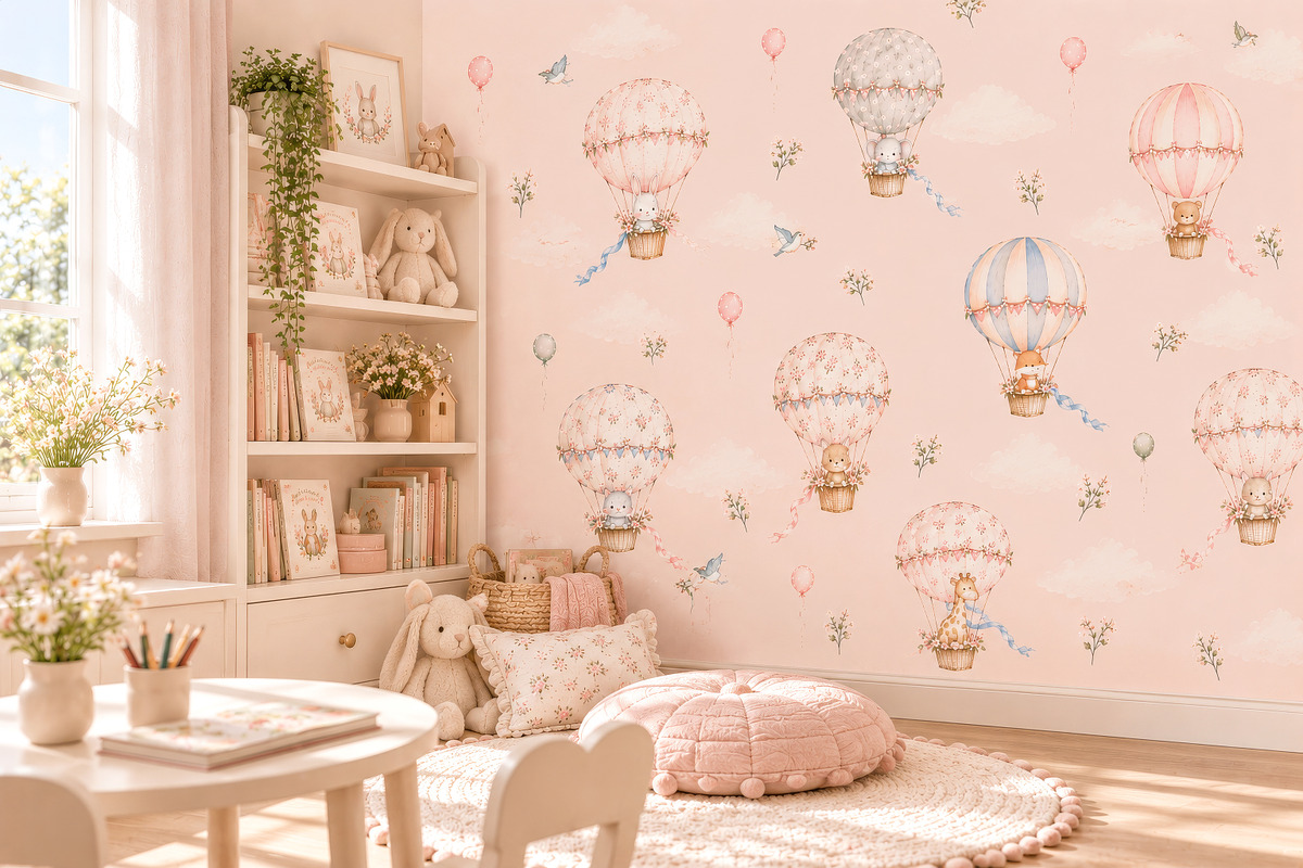 Pastel Air Balloon Nursery Wallpaper, a Wallpaper Graphic by by creative paper (Photo 8 of 14)