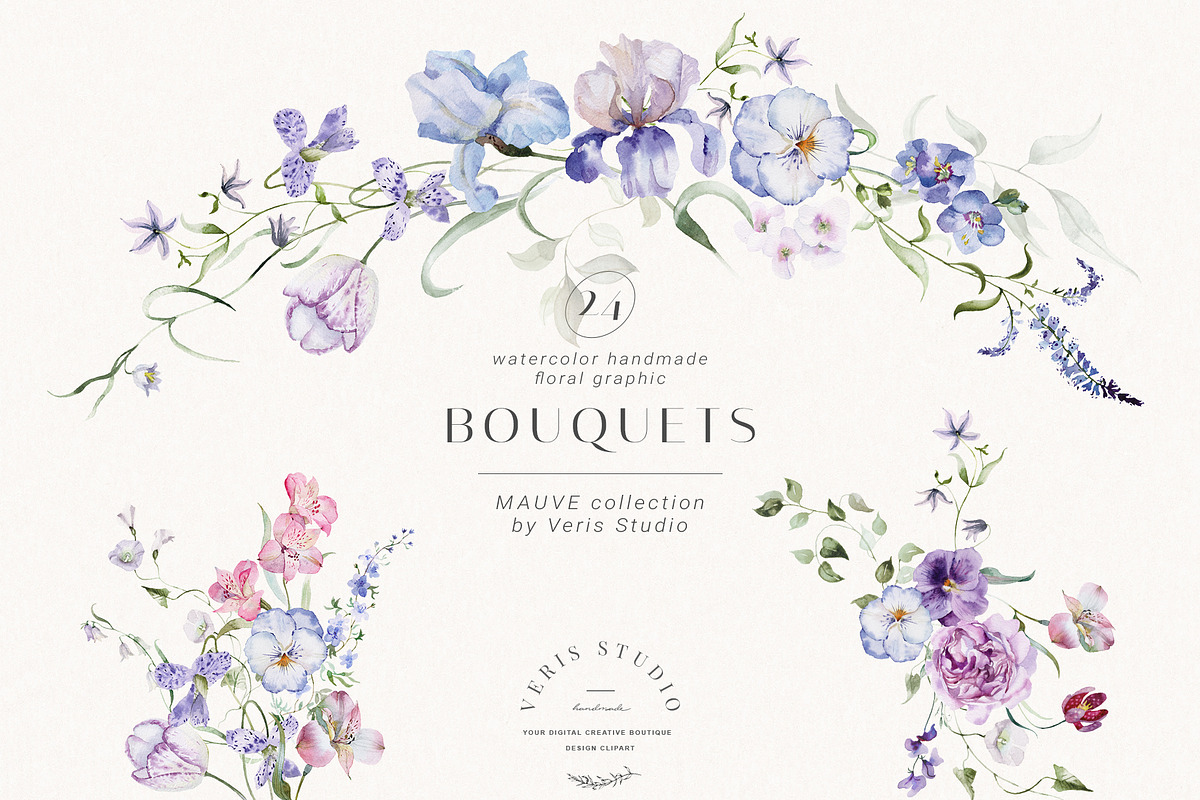 Mauve - Iris Floral Flower Design, a Decorative Illustration by Veris Studio (Photo 5 of 17)