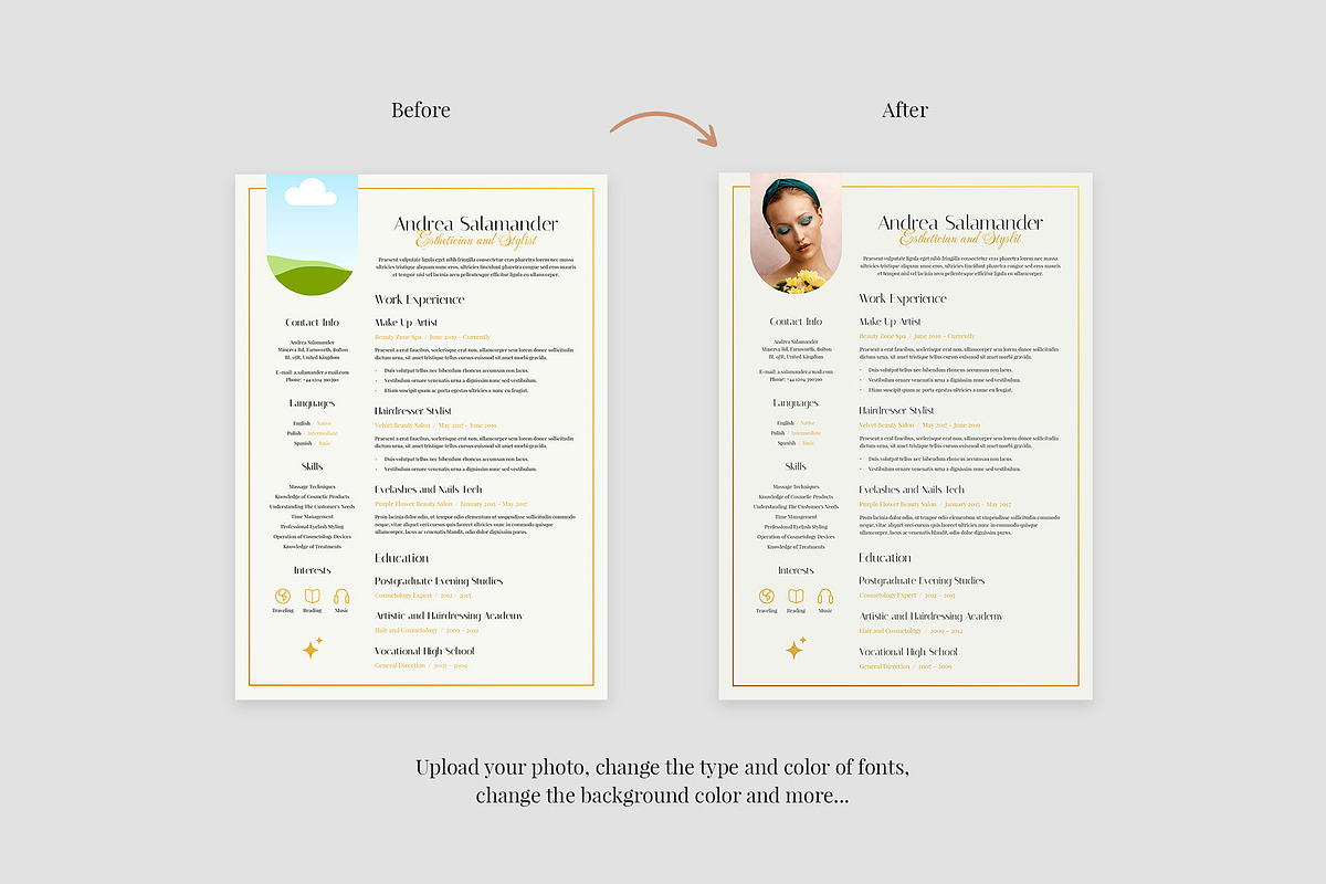 Resume for Esthetician Canva Design, a Resume Template by artbart (Photo 9 of 10)