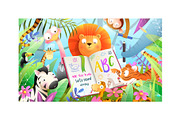 Animal Kids Studying Reading Books, an Animal Illustration by Popmarleo Shop (Thumbnail 4 of 11)