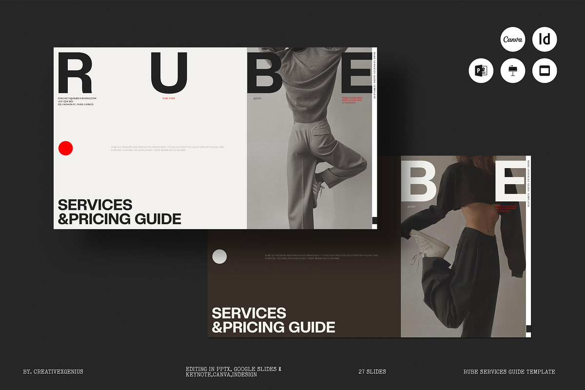 RUBE | Services Guide Presentation, a Presentation Template by CreativexGenius (Photo 1 of 11)