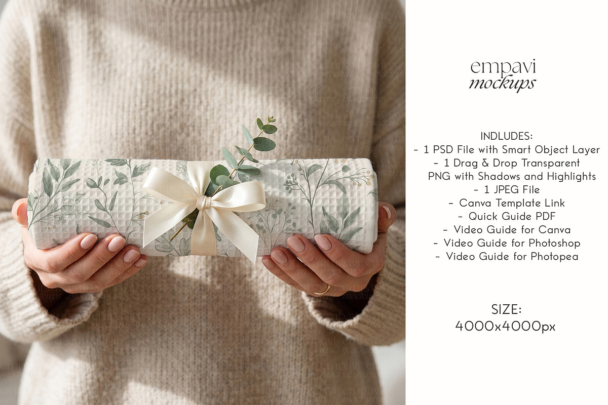Waffle Towel Mockup, a Household Mockup by EmpaviMockups (Photo 4 of 6)