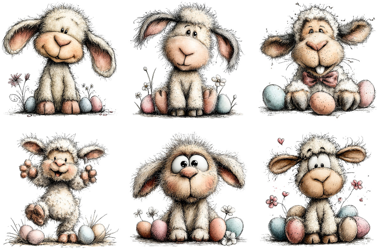 Whimsical Easter Sheep Clipart, an Illustration by Sublimation Artist (Photo 7 of 7)