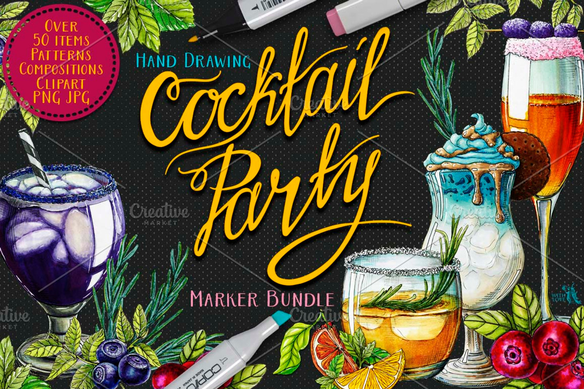 Cocktail Party Food Illustrations, a Food Illustration by Fluffy Unicorn (Photo 1 of 7)