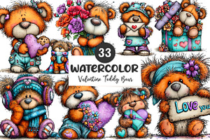 whimsical valentine teddy bear clipa, an Illustration by CreationArt