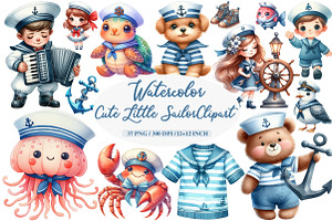 Cute Little Sailor Clipart, an Illustration by Daily.Designs