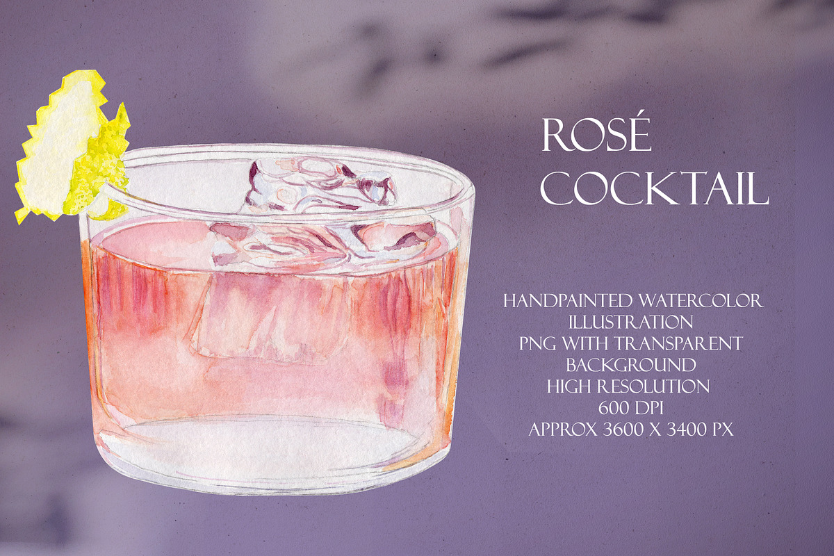 Rosé Watercolor Cocktail, a Food Illustration by Olexandra Mur (Photo 1 of 3)