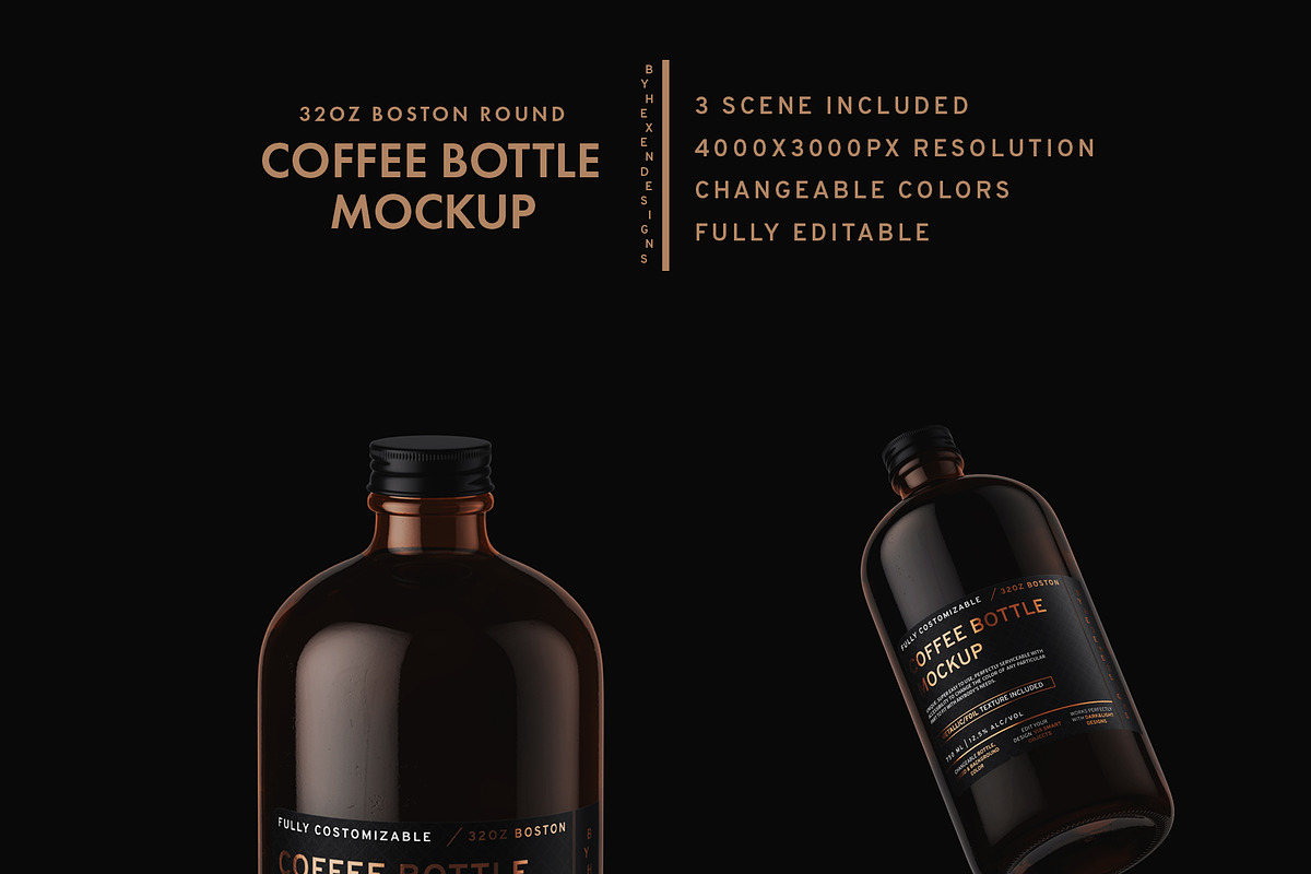 32oz Boston/Coffee Bottle Mockup, a Product Mockup by HexenDesigns (Photo 2 of 11)