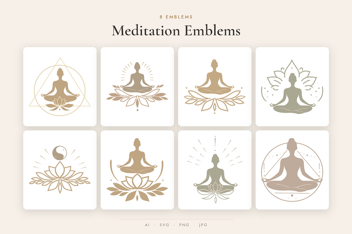 Page Title: Yoga Logo & Icon Vector Wellness Brand Kit