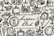 Dinner Party Clipart, Supper Club, a Food Illustration by The October Creative (Thumbnail 1 of 13)