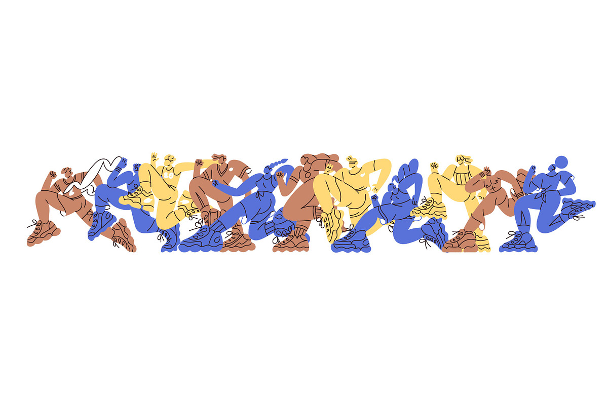Running people set + backgrounds, a Sport Illustration by PaperTrident (Photo 3 of 13)