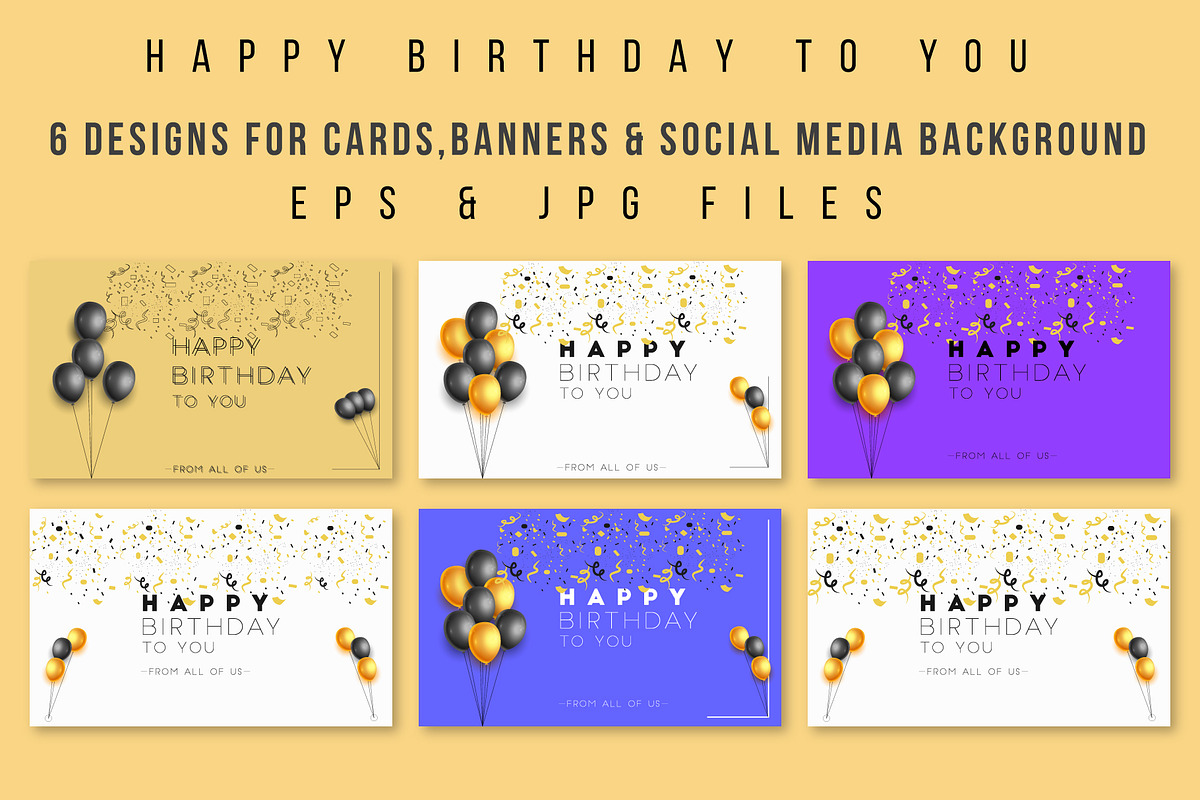 happy birthday set, a Card Template by designbydi (Photo 1 of 7)