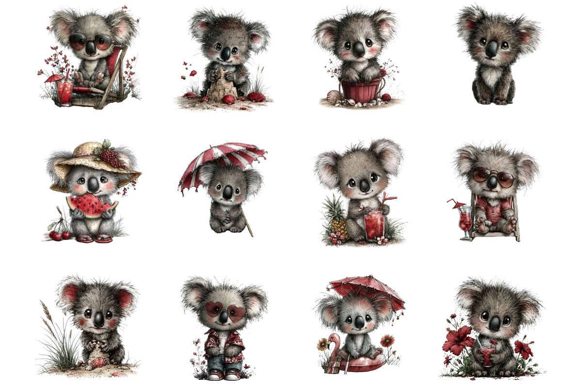 Summer Beach Koala PNG Clipart, an Animal Illustration by Designking (Photo 2 of 5)