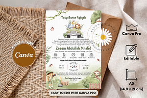 Safari Jungle Aqiqah Canva Template, an Invitation Template by Blooming Daisy