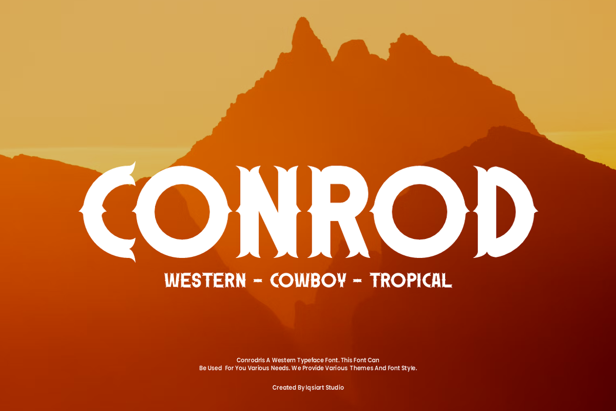 Conrod - Cowboy Font, a Serif Font by Iqsiart Studio (Photo 1 of 6)