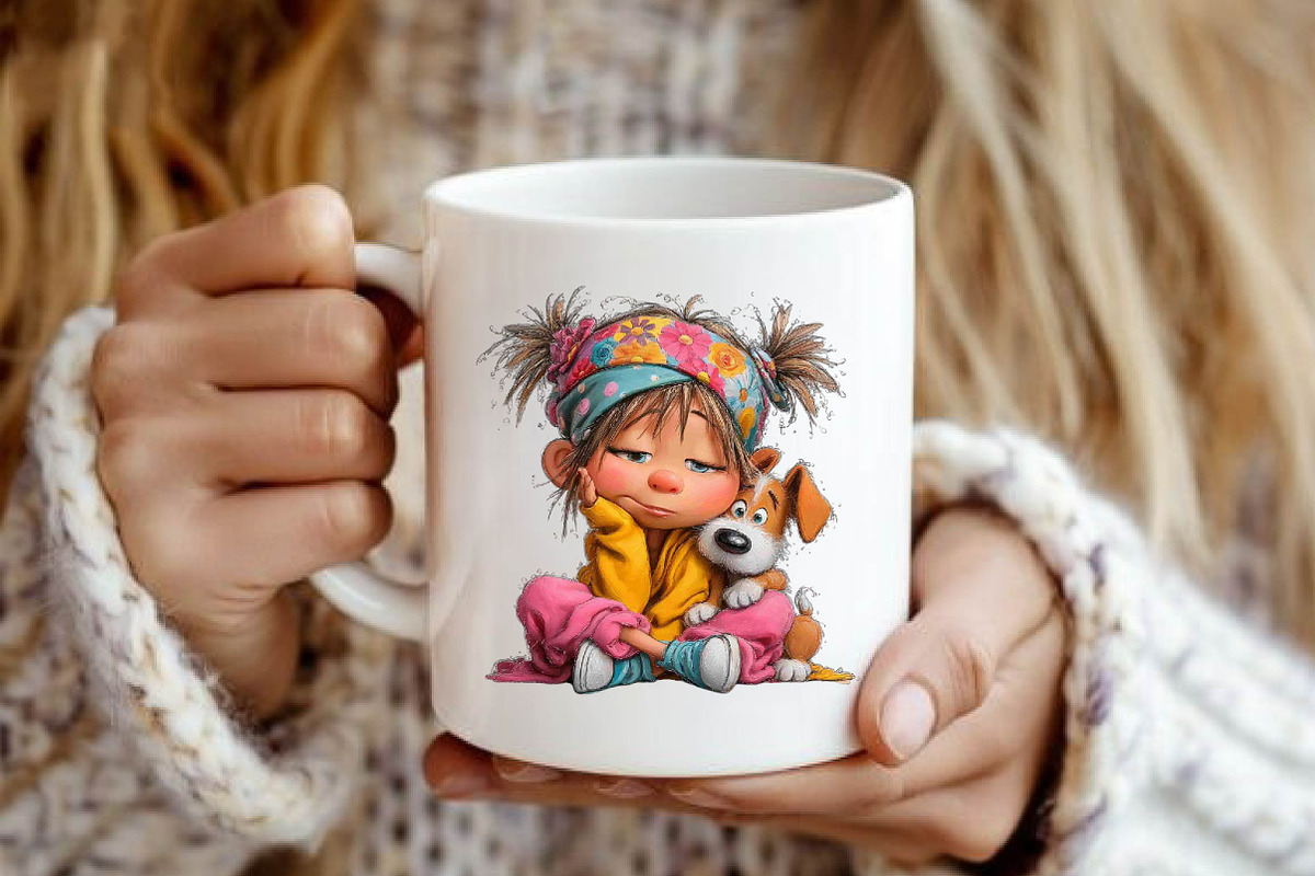 Whimsical Girl & Dog Love Clipart, a Person Illustration by fashionaddict (Photo 7 of 7)