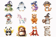 Watercolor Halloween Animals Clipart, an Illustration by Design Market (Thumbnail 4 of 4)