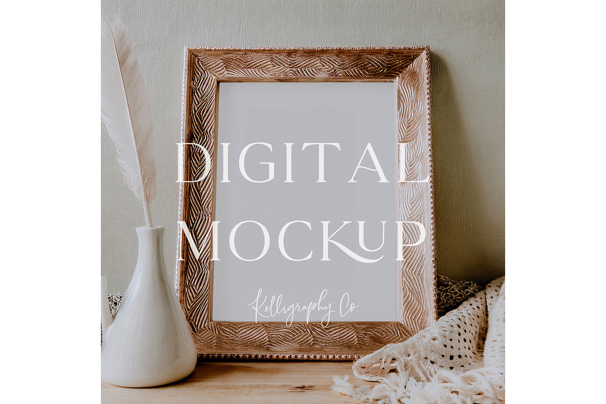 Gold 8x10 Styled Photo Frame Mockup, a Mockup by Kelligraphy Co. (Photo 1 of 2)