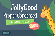 JollyGood Proper Condensed- Complete, a Sans Serif Font by Letradora (Thumbnail 1 of 7)