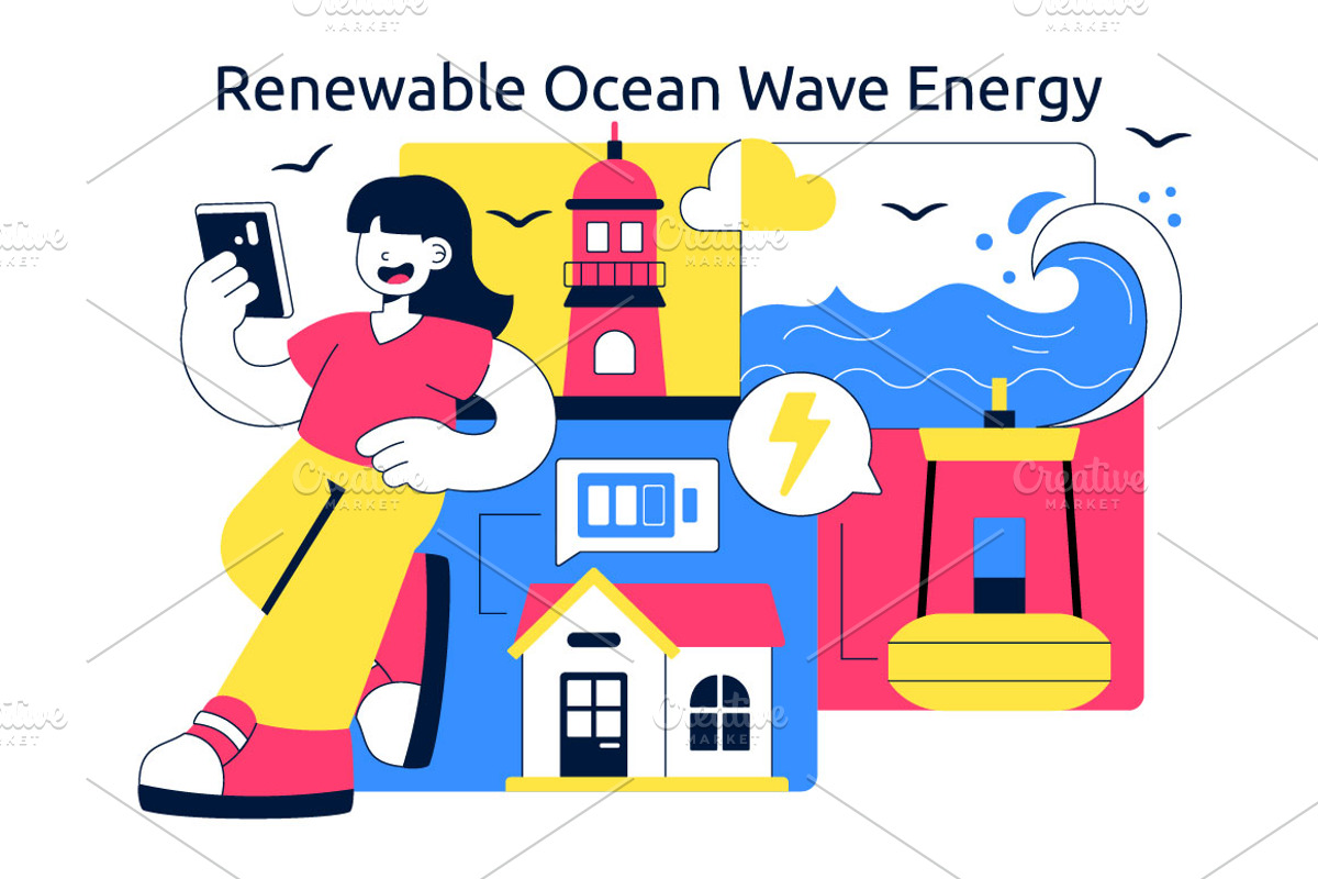 10 Renewable Ocean Wave Energy, a Technology Illustration by denayunebgt (Photo 4 of 4)