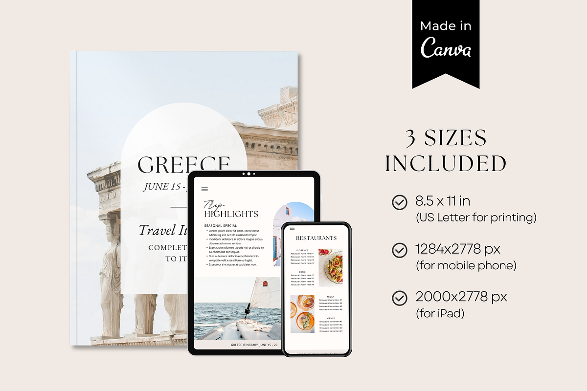 Digital Travel Itinerary Template, a Magazine Template by ShopRShop