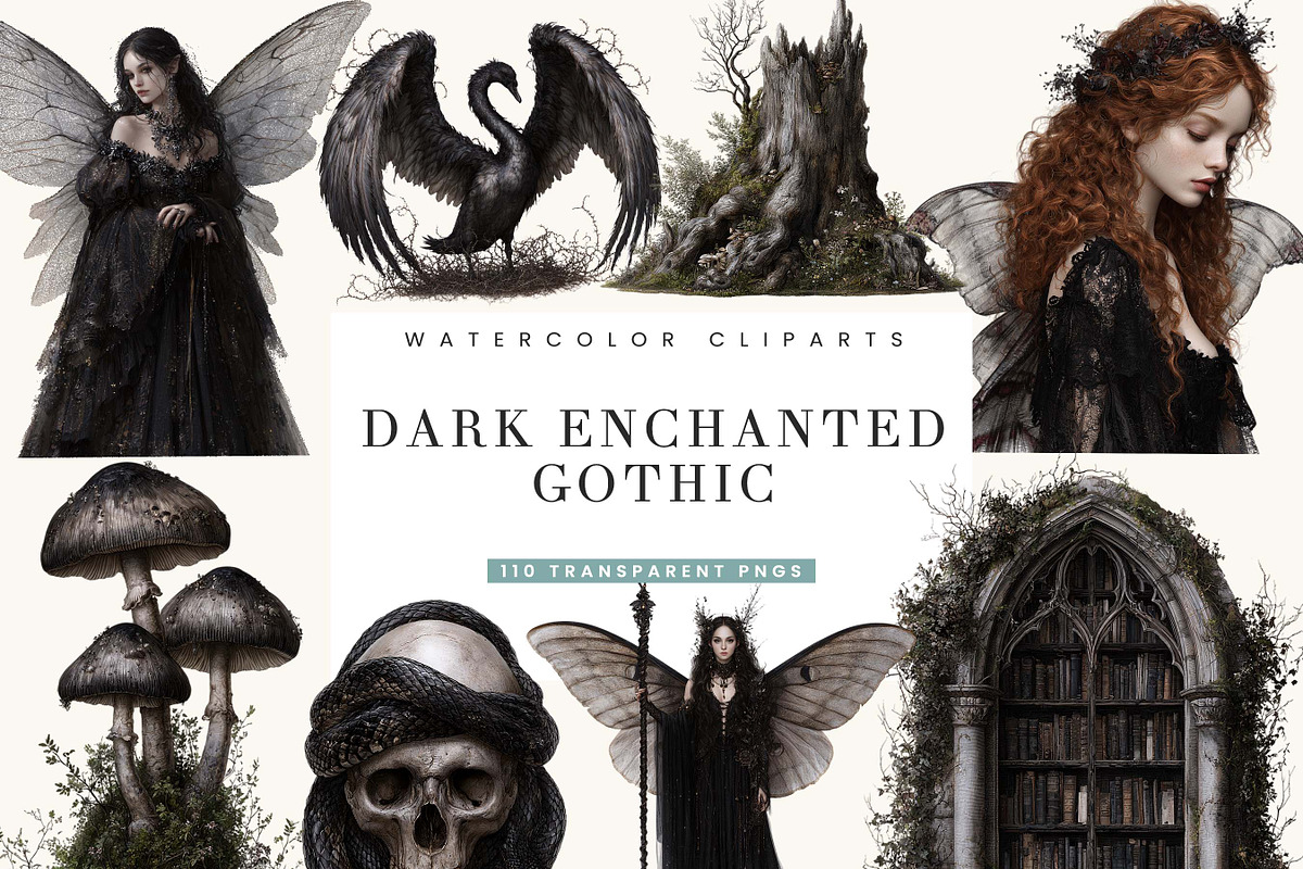 Watercolor Dark Enchanted Gothic, an Object Illustration by BusyDaydesign (Photo 1 of 9)