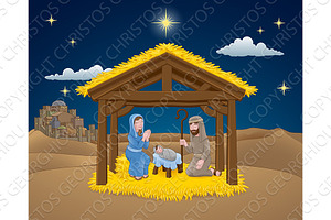 Nativity Christmas Scene Cartoon, an Education Illustration by Christos Georghiou