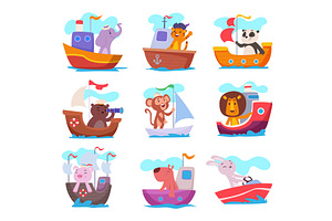 Animals on yacht. Kids little, an Animal Illustration by Onyx