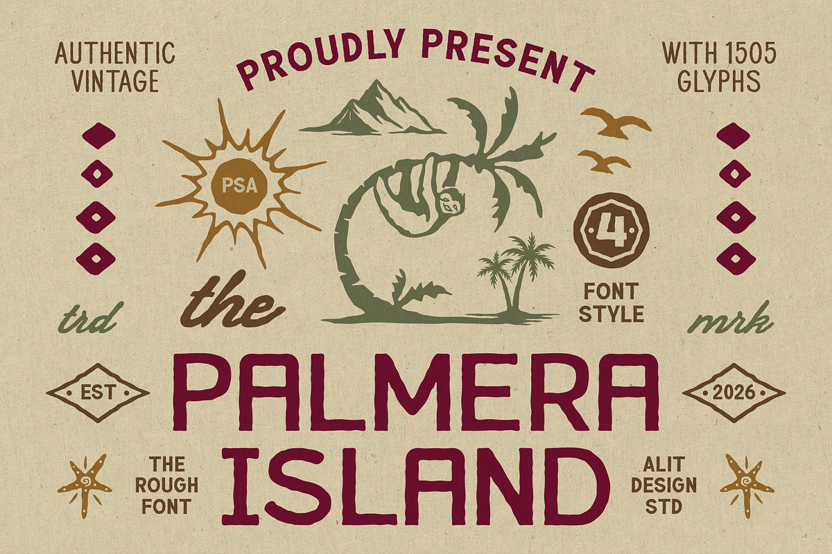 Palmera Island Typeface, a Sans Serif Font by alit design (Photo 1 of 17)