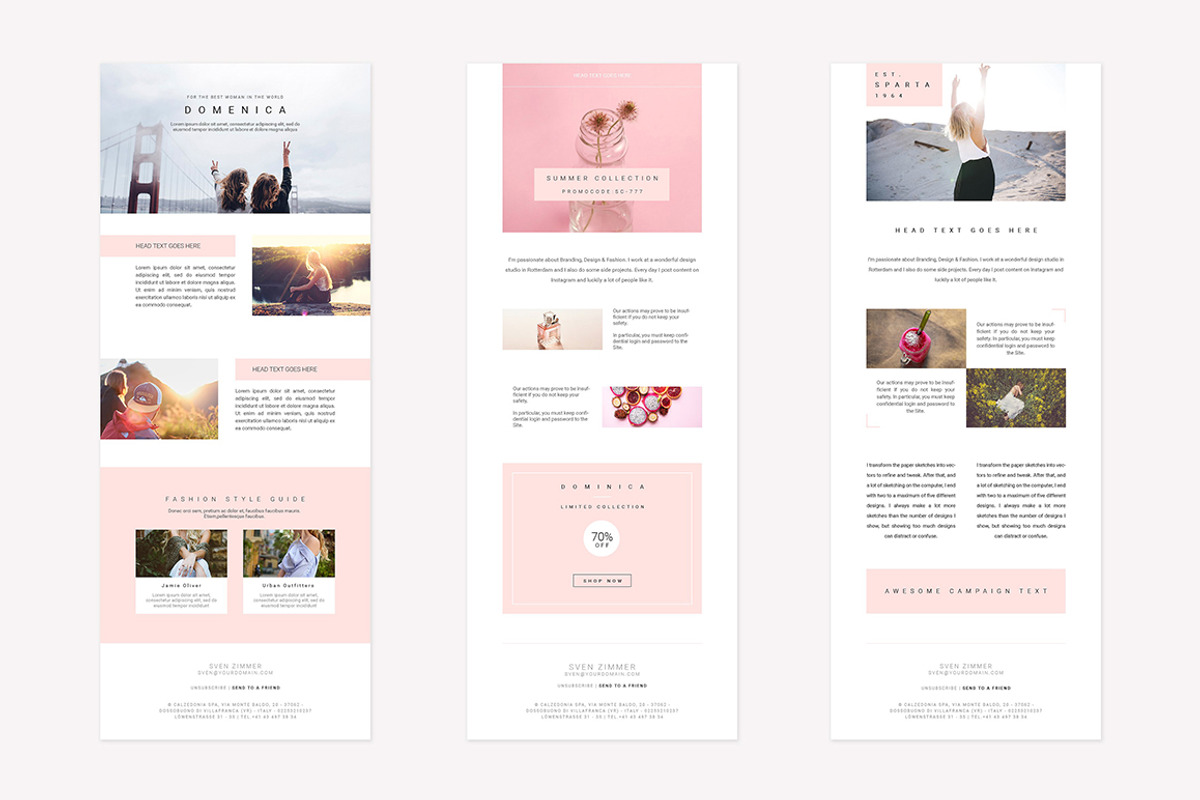 Pink E-newsletter Pack, an Email Template by Swiss_cube (Photo 2 of 11)