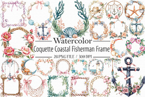 Coquette Coastal Fisherman Frame, an Illustration by Libby Wishes