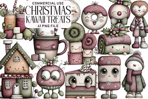 Kawaii Christmas Treats Clipart, an Illustration by Daily.Designs