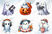 Funny Retro Halloween Ghost Clipart, a Graphic by designcity5 (Thumbnail 3 of 5)