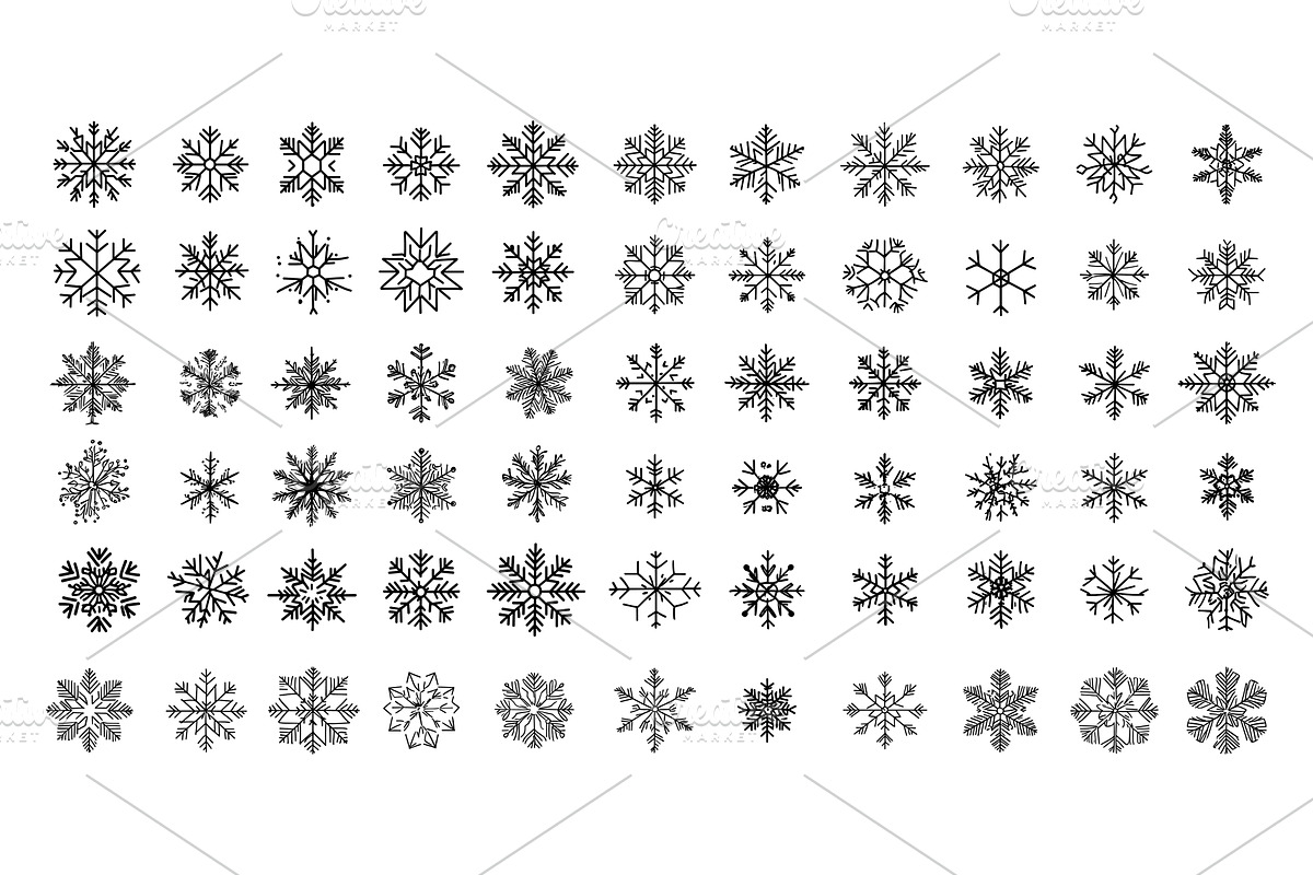 Snowflakes black vector set. Icy, an Object Illustration by Onyx