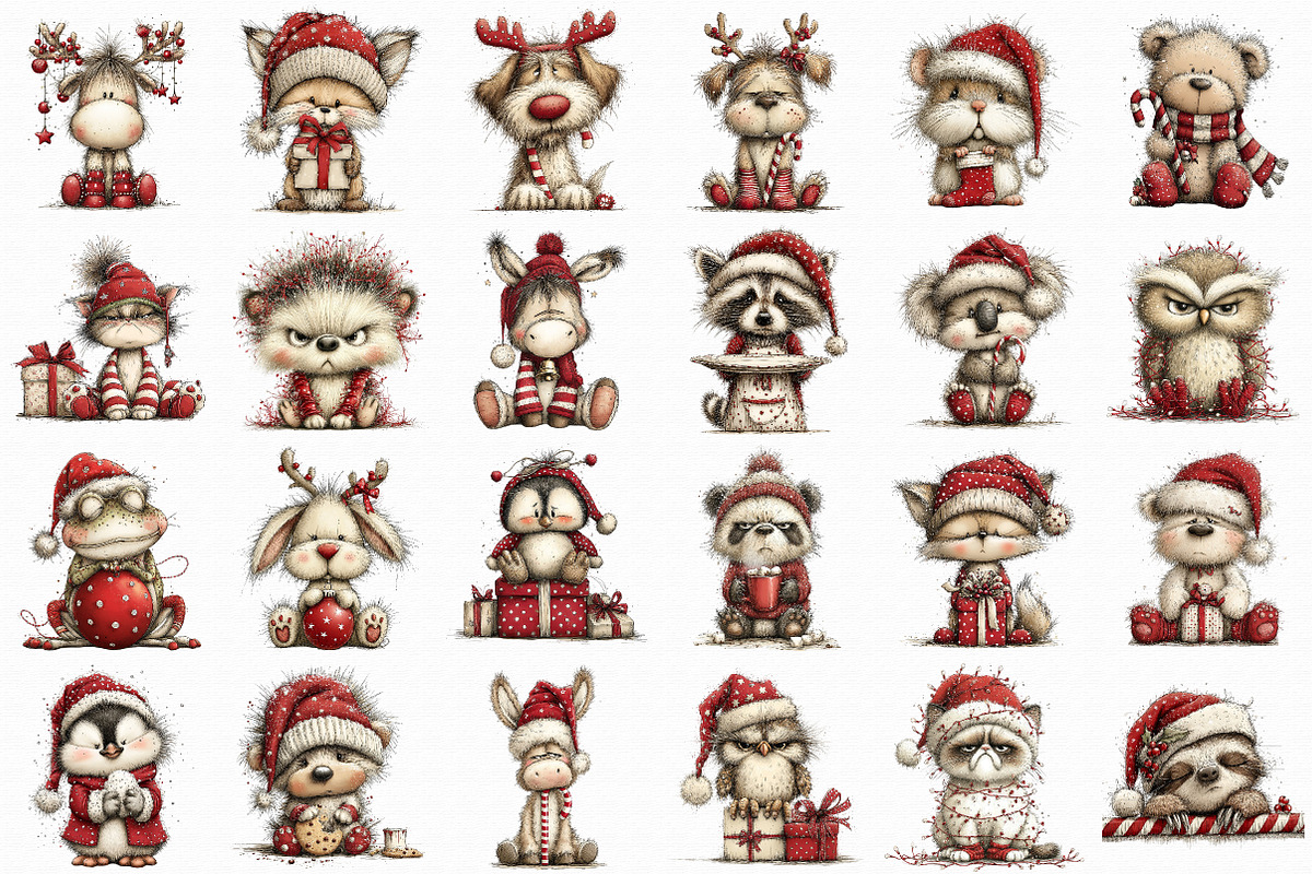Whimsical Grumpy Christmas Animals, an Illustration by Libby Wishes (Photo 2 of 7)